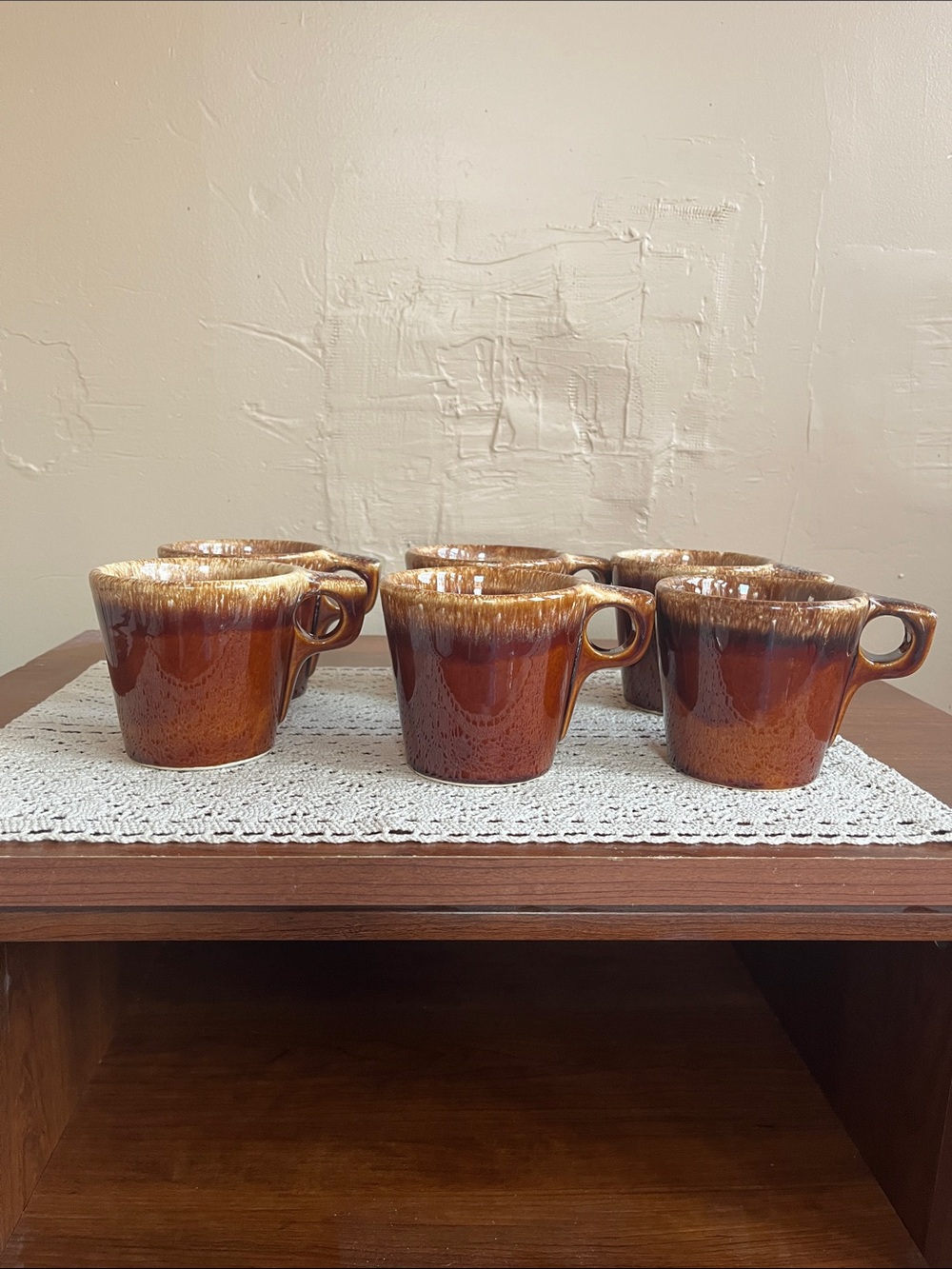 Glazed Brown Ceramic Mug Set - 6-Pack